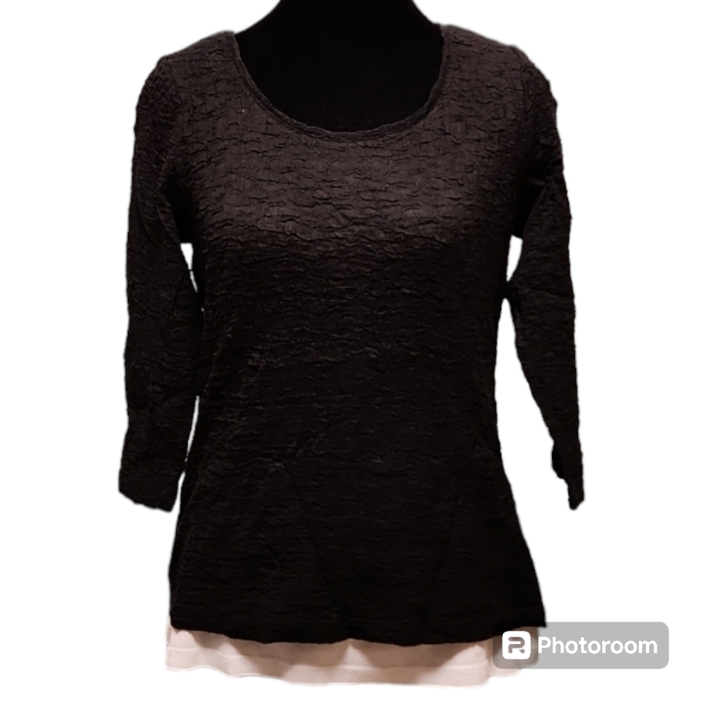 Covington - black 3/4 sleeve shirt Petite Small